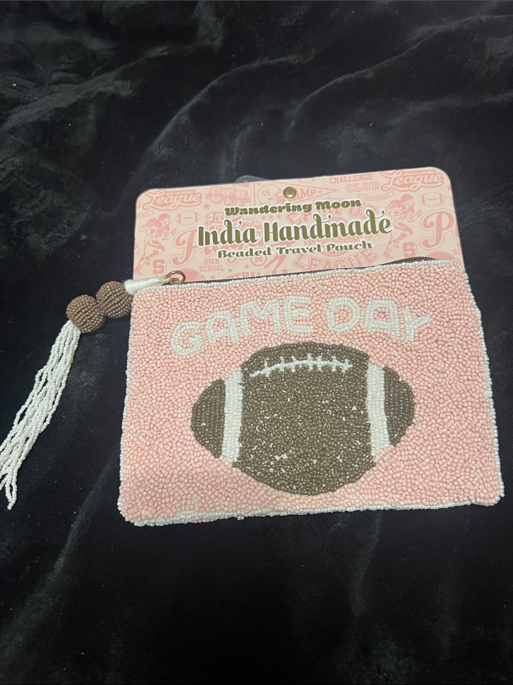 Pink 'Game Day' Beaded Travel Pouch